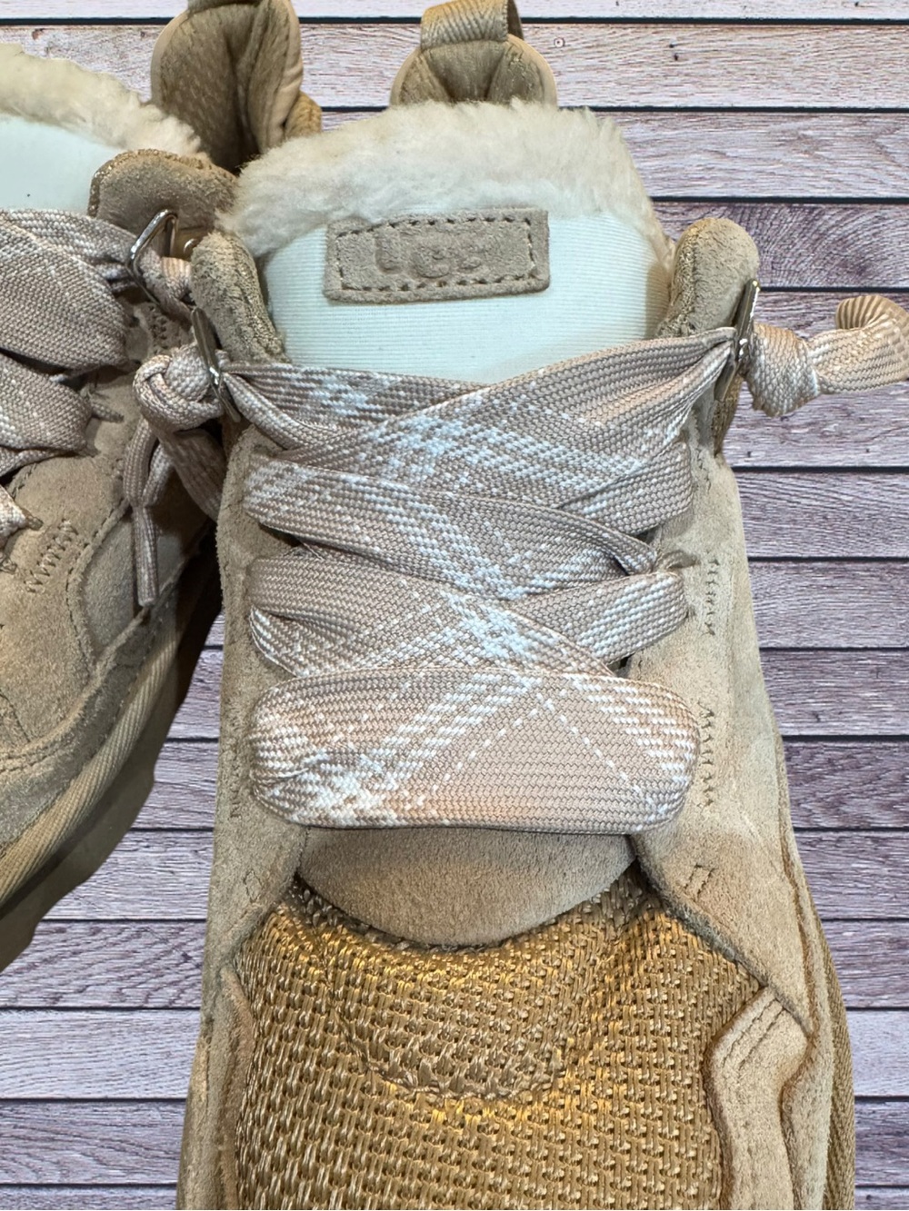 UGG Lowmel Sneakers Sand Tan Chunky Viral Suede Ankle Booties Size Hack 7.5 / 8 - Picture 11 of 16
